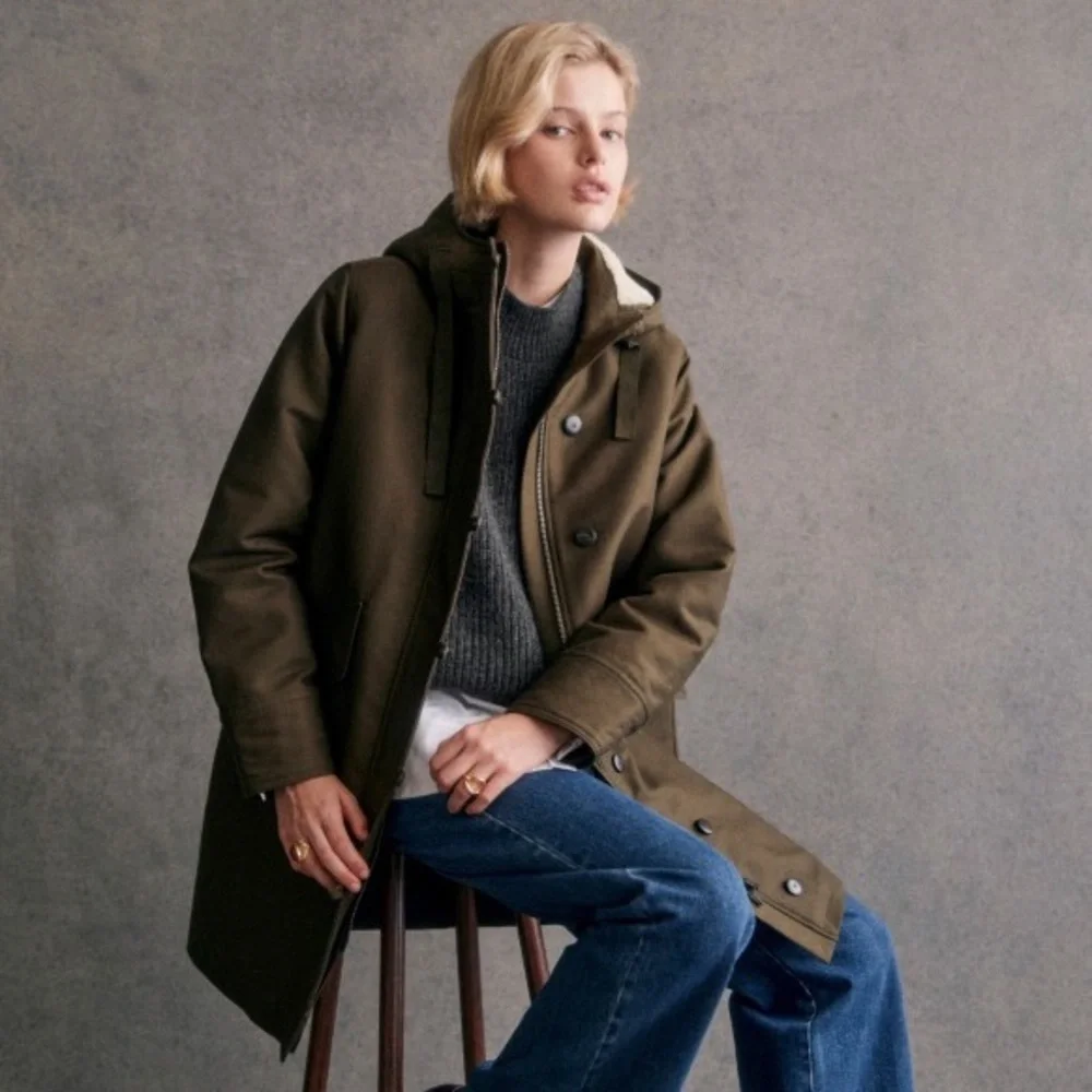 Sezane Bill Coat NWT in olive green/khaki color - Picture 2 of 12